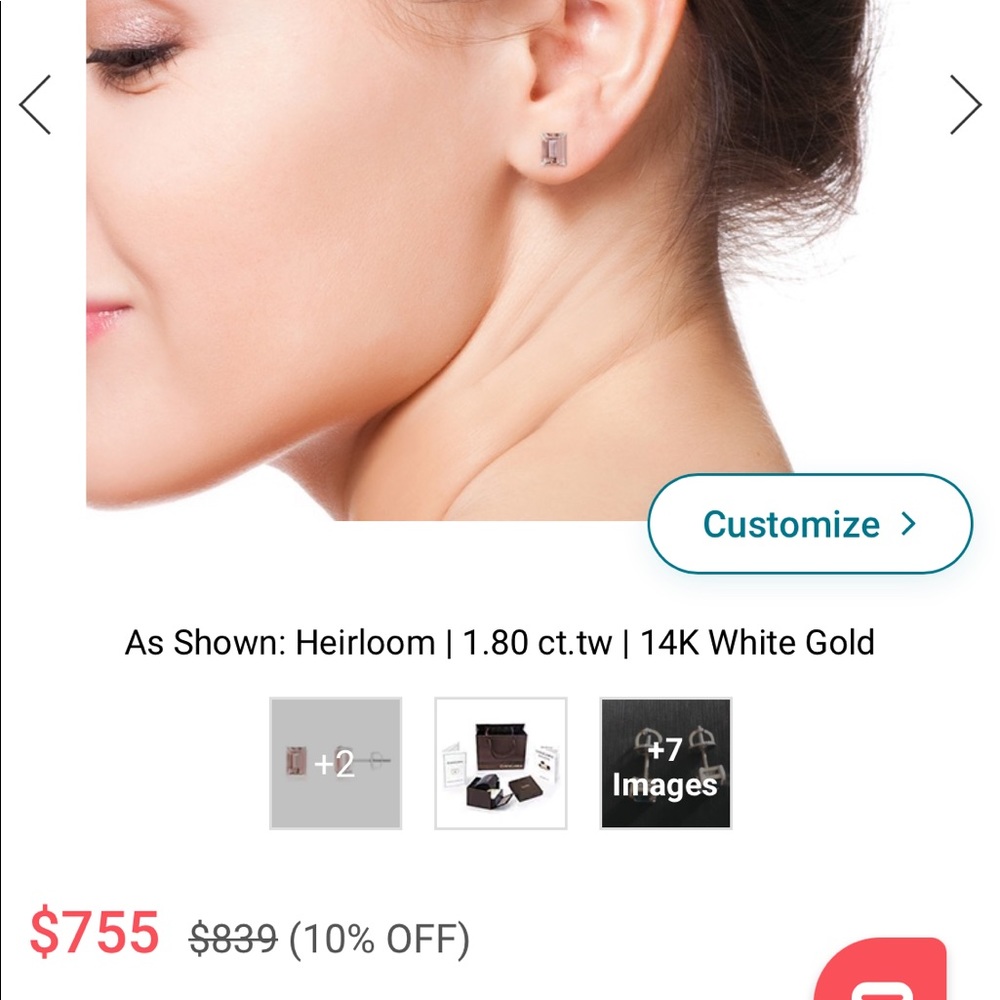 Pink emerald cut earrings